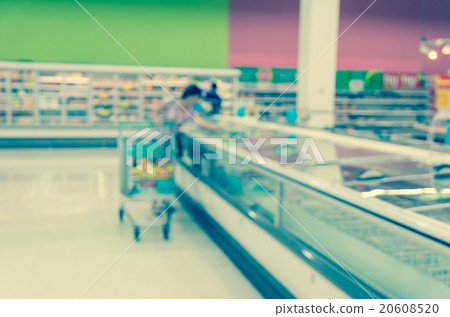 Abstract blurred photo of store with trolley in department store 20608520