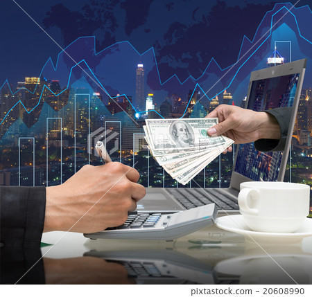 Businessman working with the laptop for earn the usd dollar mone Businessman working with the laptop for earn the usd dollar mone 20608990