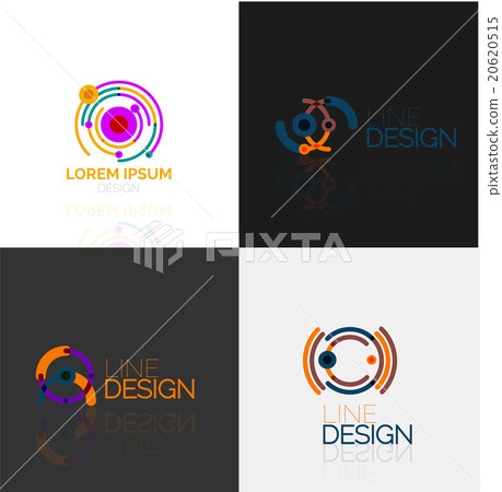 Set of linear abstract logos. Swirl, circle 20620515