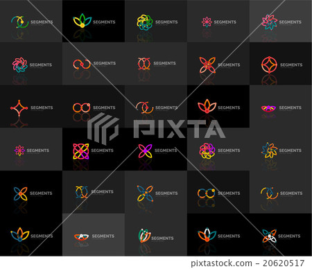 Set of linear abstract logos. Swirl, circle 20620517