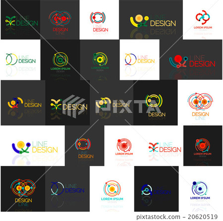 Set of linear abstract logos. Swirl, circle 20620519