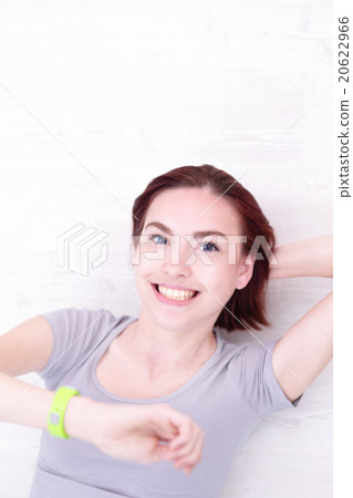 smile woman look smart watch 20622966