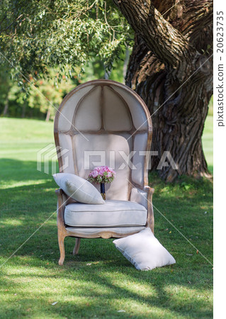 Wedding bouquet of peonies, on a beautiful chair 2 20623735