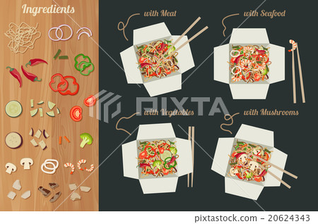 Chinese noodles with ingredients. 20624343