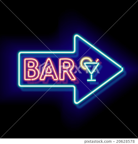 Vintage neon sign with an indication of the bar Vintage neon sign with an indication of the bar 20628578