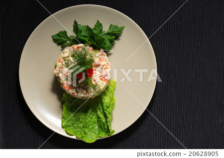 portion served in a restaurant decorated with lettuce portion served in a restaurant decorated with lettuce 20628905