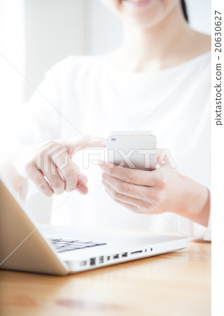 Female laptop laptop computer with mobile phone Female laptop laptop computer with mobile phone 20630627