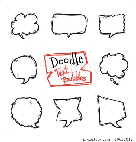Vector doodle style text bubbles set. Cute hand Vector doodle style text bubbles set. Cute hand 20632012