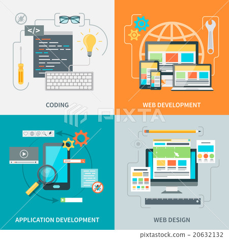 Website Development Picture Set - Stock Illustration [20632132] - PIXTA
