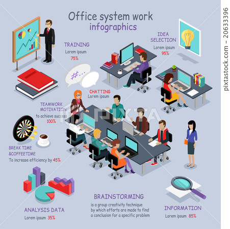 Isometric Office System Work Infographic Isometric Office System Work Infographic 20633396