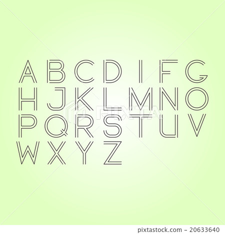 Thin line font. Latin alphabet on green background Thin line font. Latin alphabet on green background 20633640