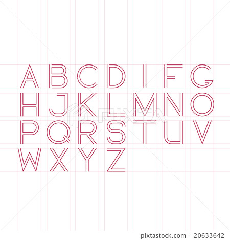 Red thin line font. Latin alphabet Red thin line font. Latin alphabet 20633642