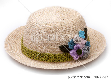 Woven hat decorated isolate on white background Woven hat decorated isolate on white background 20633814