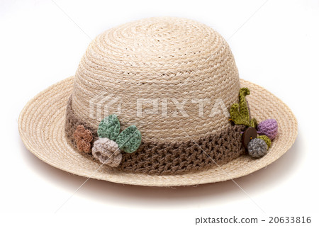 Woven hat decorated isolate on white background Woven hat decorated isolate on white background 20633816