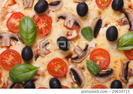 vegetarian pizza macro texture. horizontal vegetarian pizza macro texture. horizontal 20634715