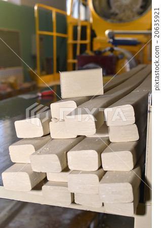 Pieces of soap on a conveyor belt 20635921