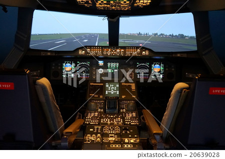 Cockpit pilot control airplane passenger aircraft pilot aircraft cockpit runway runway takeoff landing Cockpit pilot control airplane passenger aircraft pilot aircraft cockpit runway runway takeoff landing 20639028