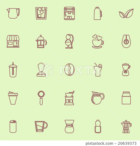 Coffee and tea brown color line icons Coffee and tea brown color line icons 20639373