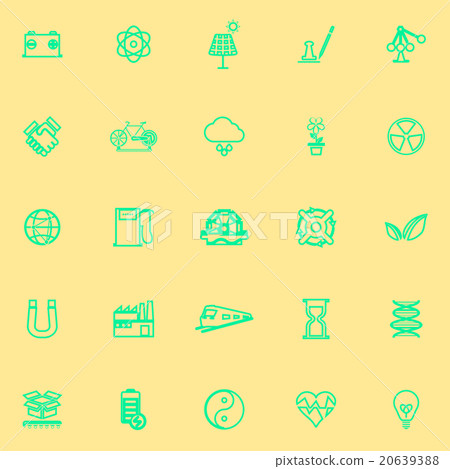 Renewable energy line green color icons Renewable energy line green color icons 20639388
