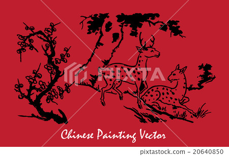 Chinese ink painting dear and tree 20640850