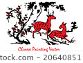 vector chinese ink painting dear and flower 20640851
