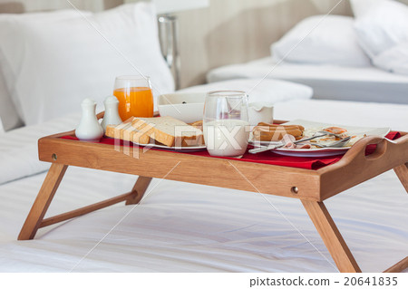 Breakfast in tray on bed Breakfast in tray on bed 20641835