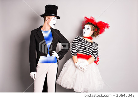 Two mimes man and  woman. April Fool's Day concept 20643342