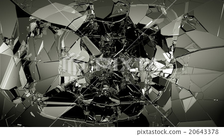 Glass breaking and shatter on black Glass breaking and shatter on black 20643378
