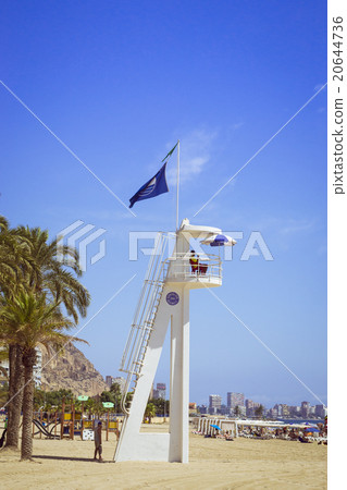 Beach Playa del Postiguet, lifeguard on the tower Beach Playa del Postiguet, lifeguard on the tower 20644736