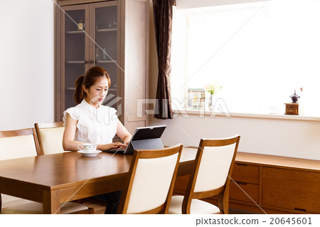 一名婦女在電腦上進行研究 一名婦女在電腦上進行研究 20645601