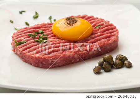 tartar steak with egg and capers tartar steak with egg and capers 20646513