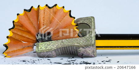 Closeup pencil sharpener with yellow black pencil 20647166