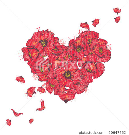 Red Poppy Flowers heart Red Poppy Flowers heart 20647562