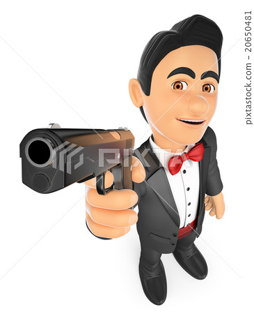 3D Secret agent aiming with a gun 20650481