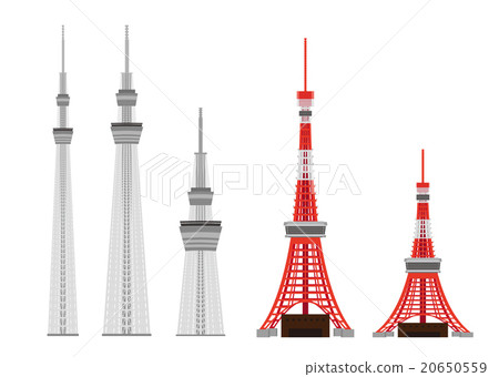 Illustration material "Tokyo Tower and Sky Tree" Illustration material "Tokyo Tower and Sky Tree" 20650559