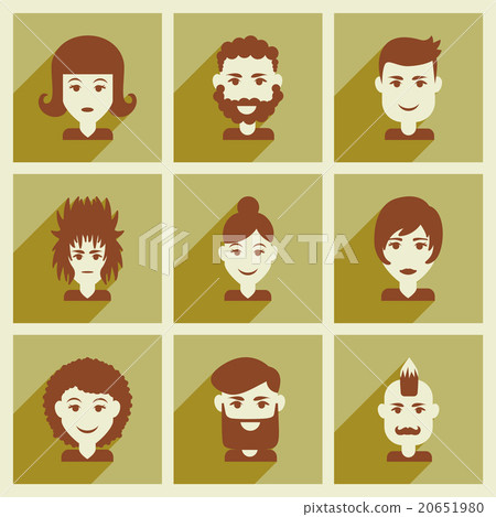 Set of flat web icons with long shadow haircut Set of flat web icons with long shadow haircut 20651980