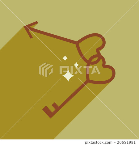 Flat web icon with long shadow keys heart 20651981