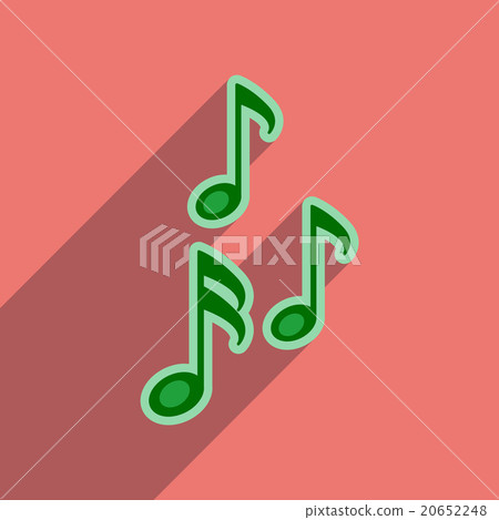 Flat web icon with long shadow musical notes - Stock Illustration ...