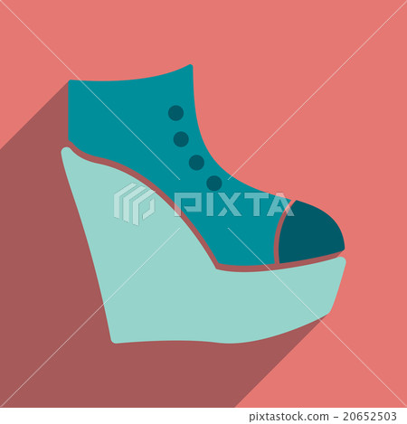 Flat icon with long shadow platform shoes 20652503