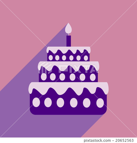 flat icon with long shadow birthday cake - Stock Illustration [20652563 ...