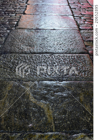 old stone pavement in night old stone pavement in night 20652895