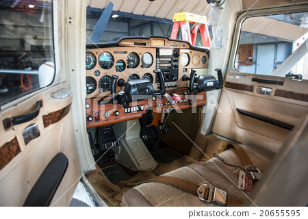 private plane pilot cabin with avionics equipment 20655595