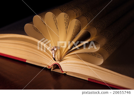 Wedding ring with briliant on the book pages 20655746