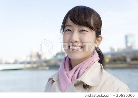 Young Lady Smile Camera Eyes Portrait Fresh Light Stock Photo