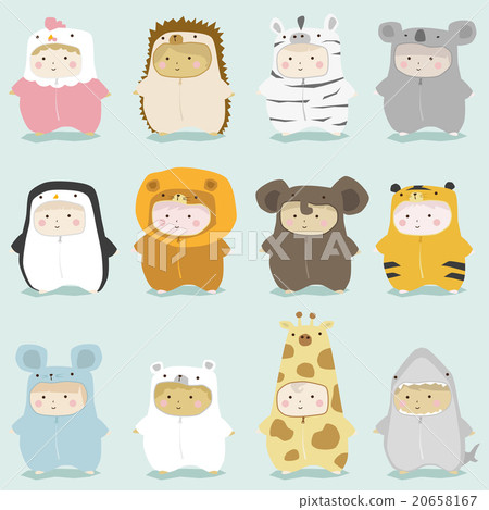 Set of kids in cute animal costumes 2 20658167