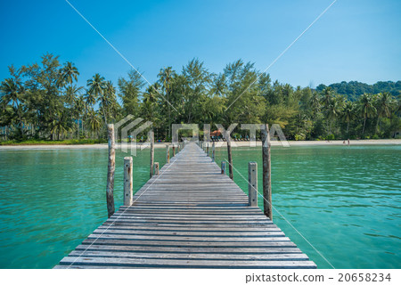 Tropical sea and wooden pier, holiday background Tropical sea and wooden pier, holiday background 20658234