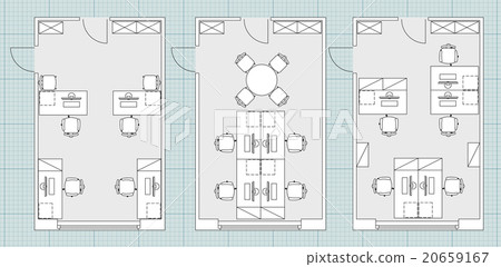 Standard office furniture symbols on floor plans 20659167