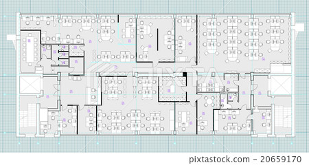 Standard office furniture symbols on floor plans 20659170