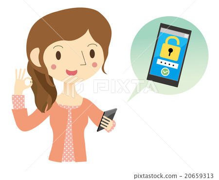 通過智能手機成功輸入密碼的女性 20659313