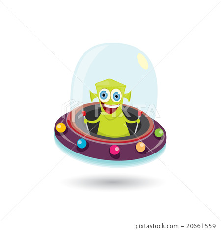 ufo. green alien vector. flying saucer 20661559